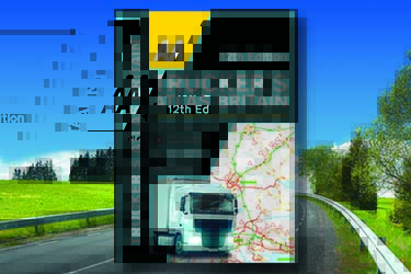 AA Trucker's Atlas Britain against a background image of a road.
