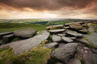 Limestone rock formations in central England