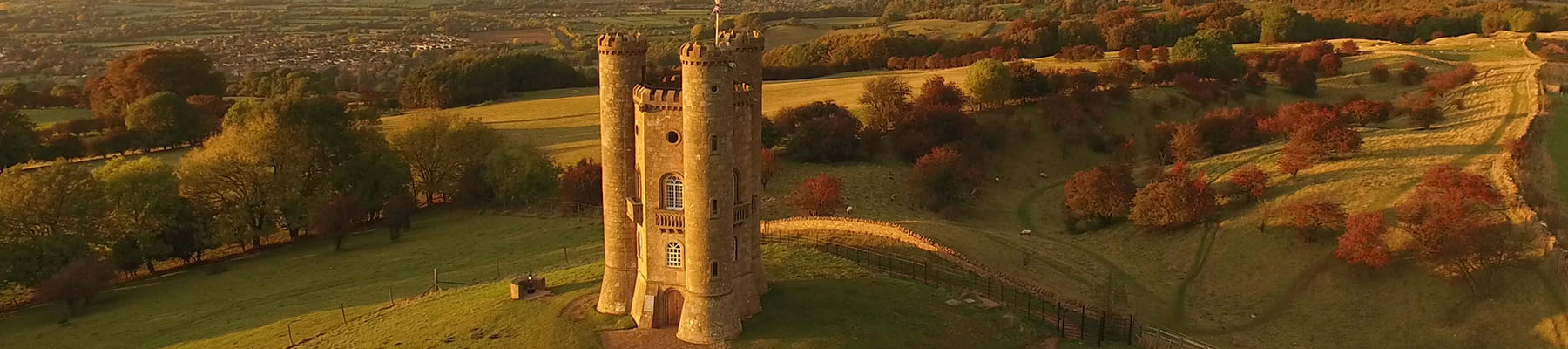 Broadway Tower at sunset in the Cotswolds.