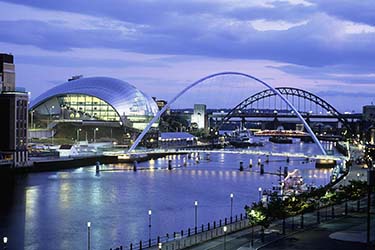 Looking along the Tyne in Newcastle Gateshead