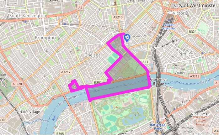 The streets of Chelsea to Battersea Park